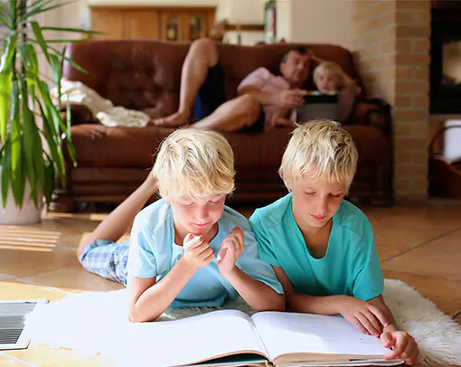 Boys doing study | Stevens Floor Coverings